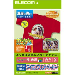 エレコム アイロンプリントペーパー（カラー生地用）A4・2枚入 お探しNo.P12 EJP-SCP1