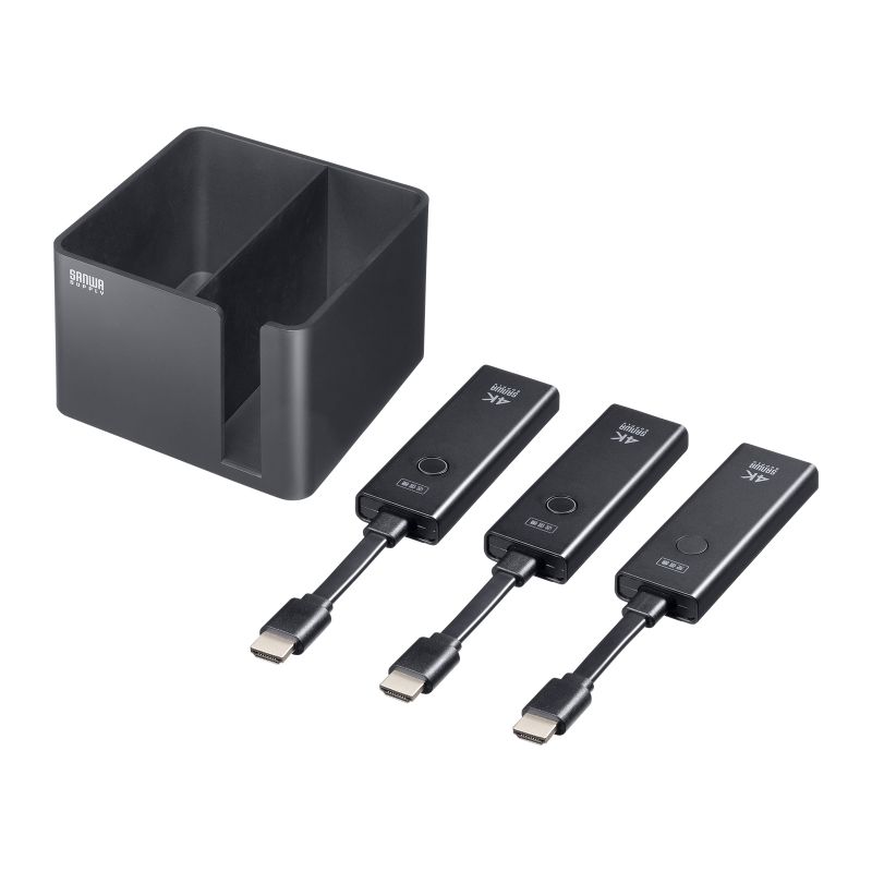 サンワサプライ 4K対応ワイヤレスHDMIエクステンダー（HDMI送信機2台・収納BOXセット） VGA-EXWHD12SET