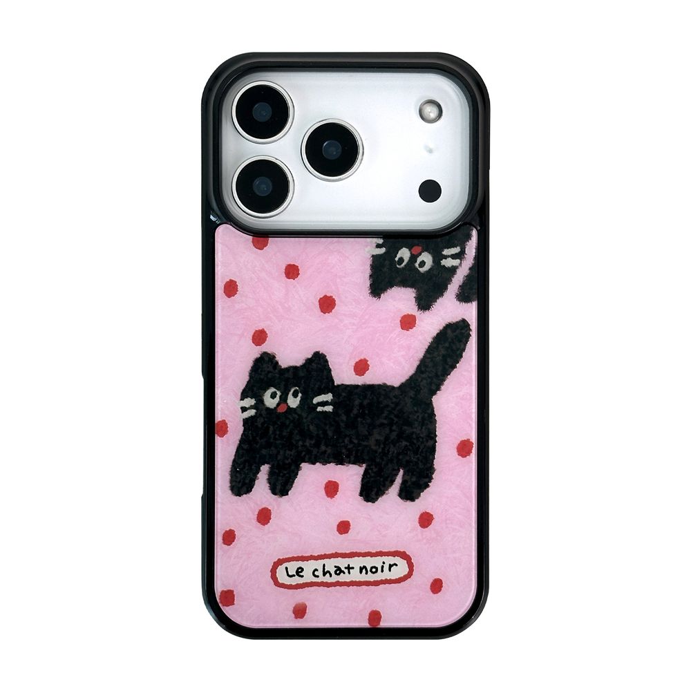 Rakuten - Nineteenfriday | ナインティーンフライデー iPhone 17 Pro用 ふわふわ黒ねこ MagSafe対応 グロッシーケース（ピンク） NF28397I17PR