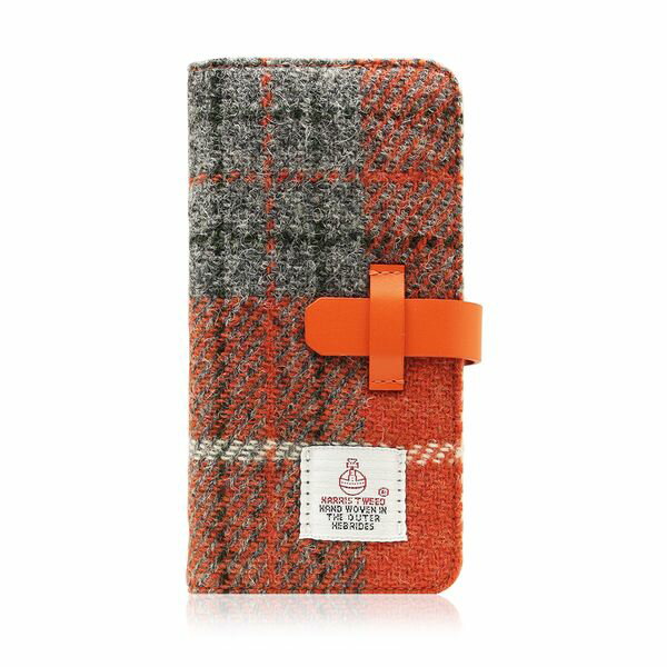 SLG Design iPhone SE3/SE2/8/7用 手帳型ケース Harris Tweed Diary（オレンジ×グレー） SD8119I7