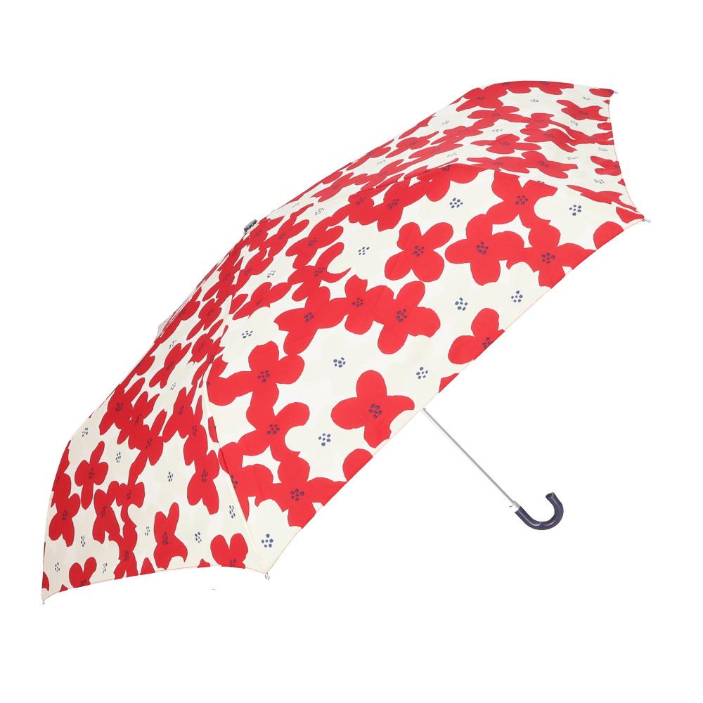 Rakuten - amusant sous la pluie(アミュゾンスーラプルイ) 耐風折りたたみ傘 55cm（フラワープリントRD） 4MYTAIFUMINI55-1A-2X [4MYTAIFUMINI551A2X]