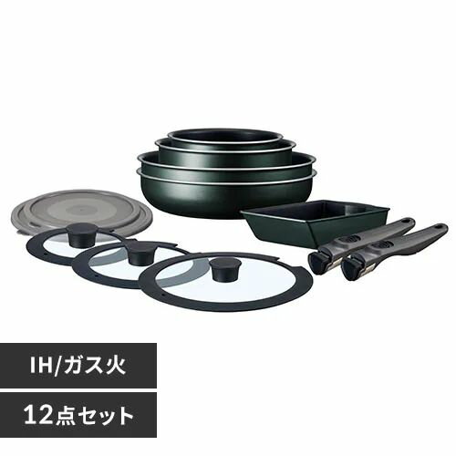 Rakuten - アイリスオーヤマ 【IH対応】フライパン　12点セット　ダークグリーン EHDC-T12Sダ-クグリ-ン IRIS OHYAMA　ダイヤモンドコートパンTERA [EHDCT12Sダクグリン]