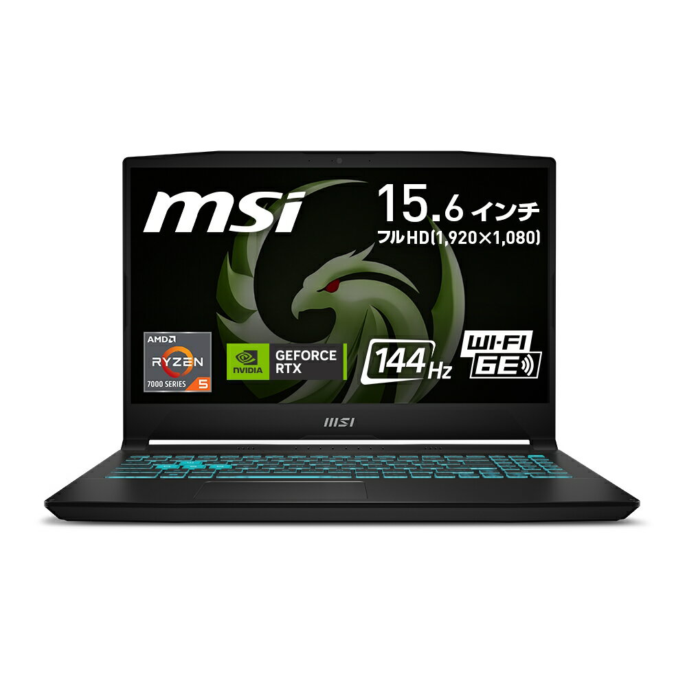 MSI 15.6型 ゲーミングノートパソコン Bravo 15 C7V Ryzen 5 メモリ 16GB 512GB SSD GeForce RTX 4050 ブラック Bravo-15-C7VE-2002JP