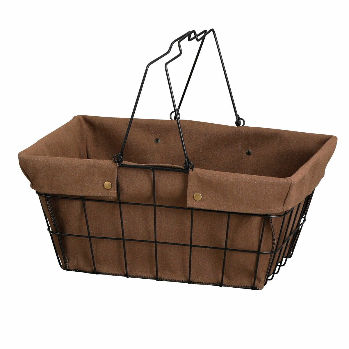 Laundry Containers - Habiter(アビテ) ワイヤーバスケット L 幅43×奥行30×高さ20cm ファブリック(ブラウン) FW-603-BR [FW603BR]
