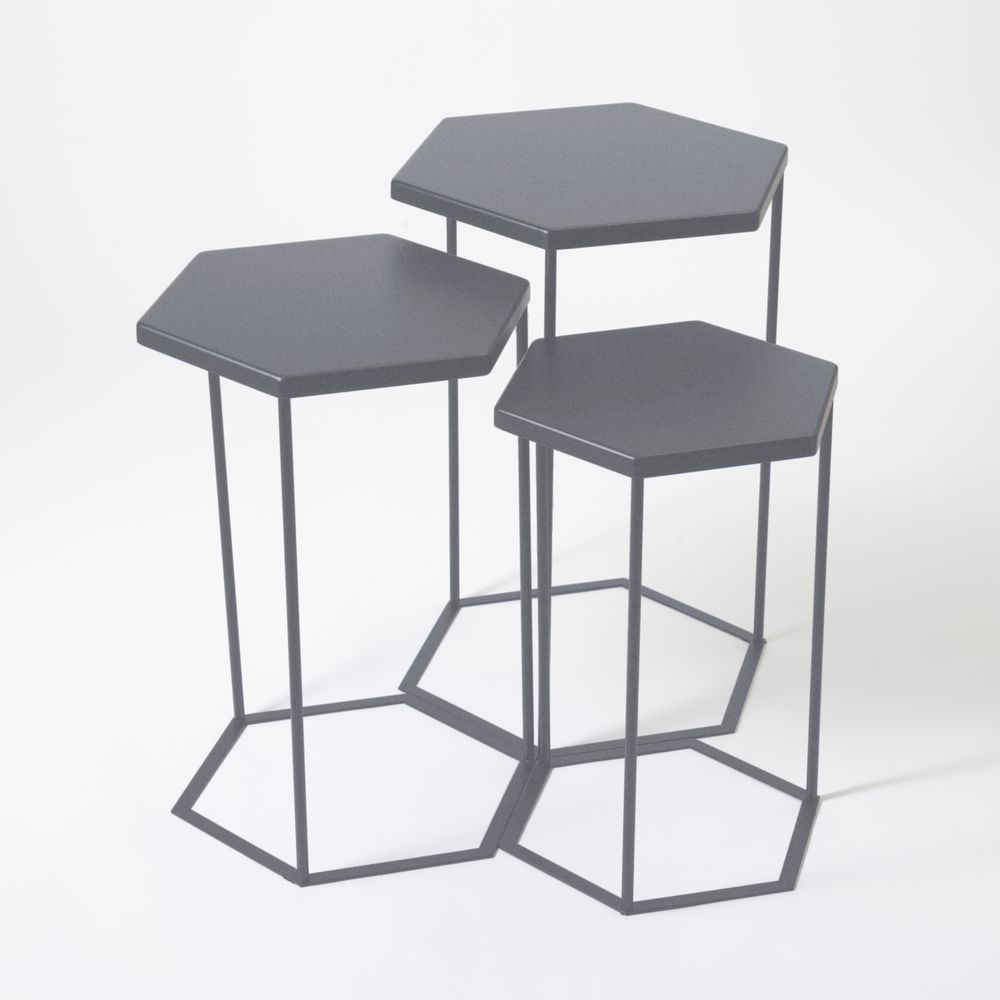 Katzden (カツデン) 角テーブル　Stacking Table 3サイズセット（サテンダークグレー） STACK-T-SG 