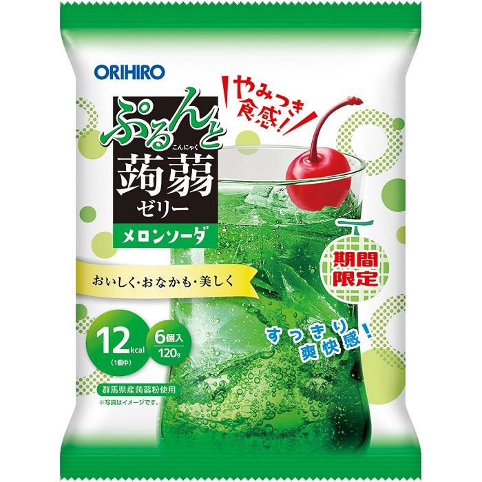 ぷるんと蒟蒻ゼリーパウチ メロンソーダ 6個入 【期間限定】 オリヒロ プルントパウチメロンソ-ダ 6コ