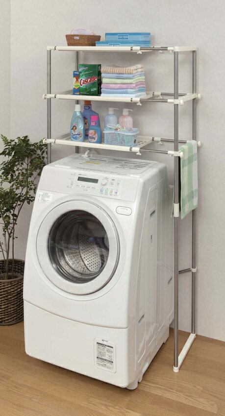 Laundry Racks - 積水樹脂 ステンレス洗濯機ラック (ステンレス＆ホワイト) SSR-30 セキスイ(SEKISUI)　ランドリー収納 [SSR30セキスイ]
