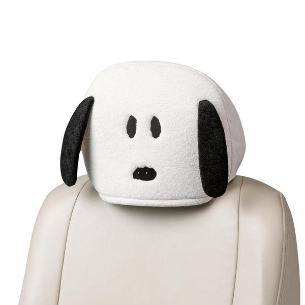 BONFORM ファンシー もふもふスヌーピー ヘッドレストカバー カラー：ホワイト 7438-20WH ボンフォーム　ふんわり カワイイ ほとんどの車に対応