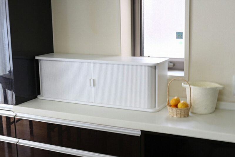 オスマック ジャバラ扉式カウンター上収納庫 ハイタイプ(90cm幅ハイ ホワイト) KTX-9029W [KTX9029W]