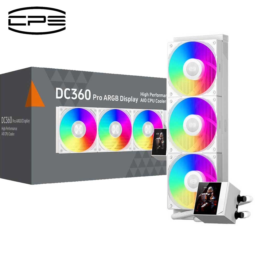 CPS｜シーピーエス 360mmラジエーター 2.4インチIPSディスプレイ搭載 CPUクーラー（ホワイト） DC360PRO-ARGB-WH