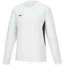 ミズノ ナビドライTシャツ(長袖/切替)(ホワイト×ブラック・サイズ:L) 32MAA19501LMIZUNO メンズ