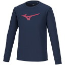 32MAA15714M ミズノ Tシャツ(長袖)(ドレスネイビー×マゼンタ・サイズ:M) MIZUNO