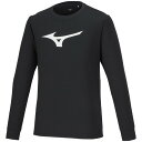 32MAA15709120 ミズノ ジュニア Tシャツ(長袖)(ブラック×ホワイト・サイズ:120) MIZUNO