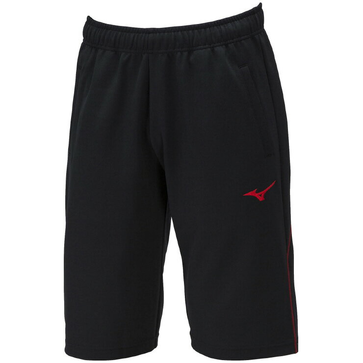ミズノ ウォームアップハーフパンツ（ブラック×チャイニーズレッド・サイズ：L） 32MDA12696L MIZUNO