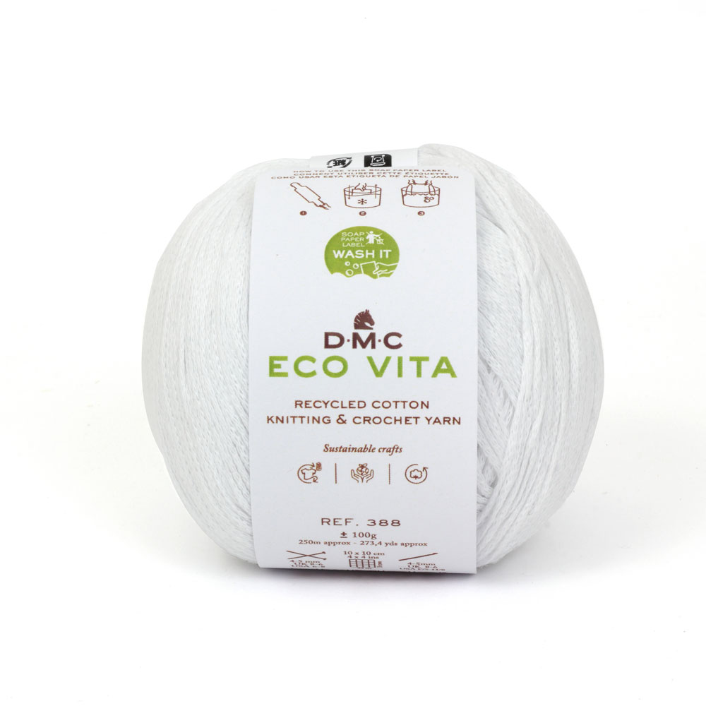 DMC ECO VITA エコヴィータ リサイクルコットン 毛糸 並太 #001 ホワイト系 100g 250m DMC388-001