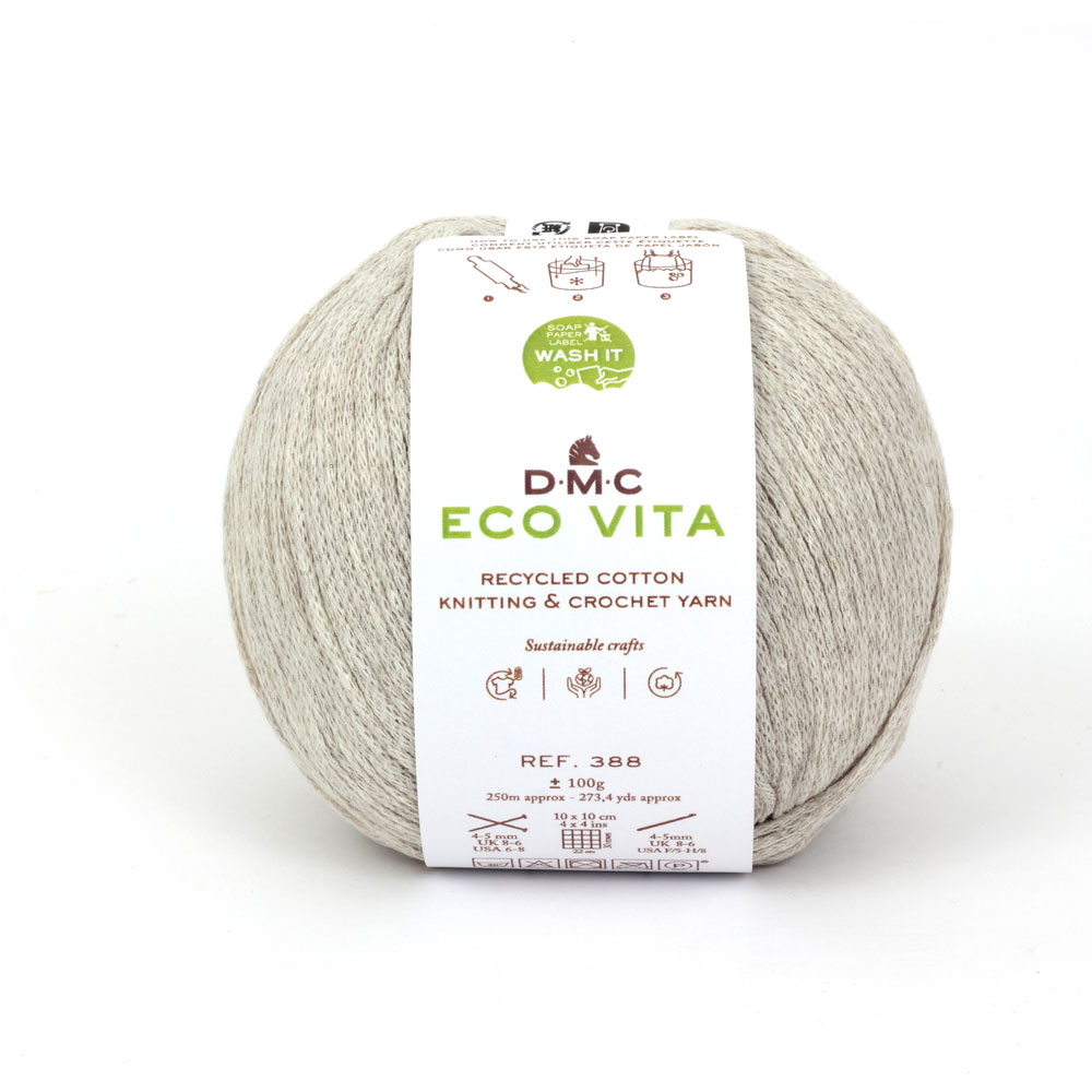 DMC ECO VITA エコヴィータ リサイクルコットン 毛糸 並太 #103 クリーム系 100g 250m DMC388-103
