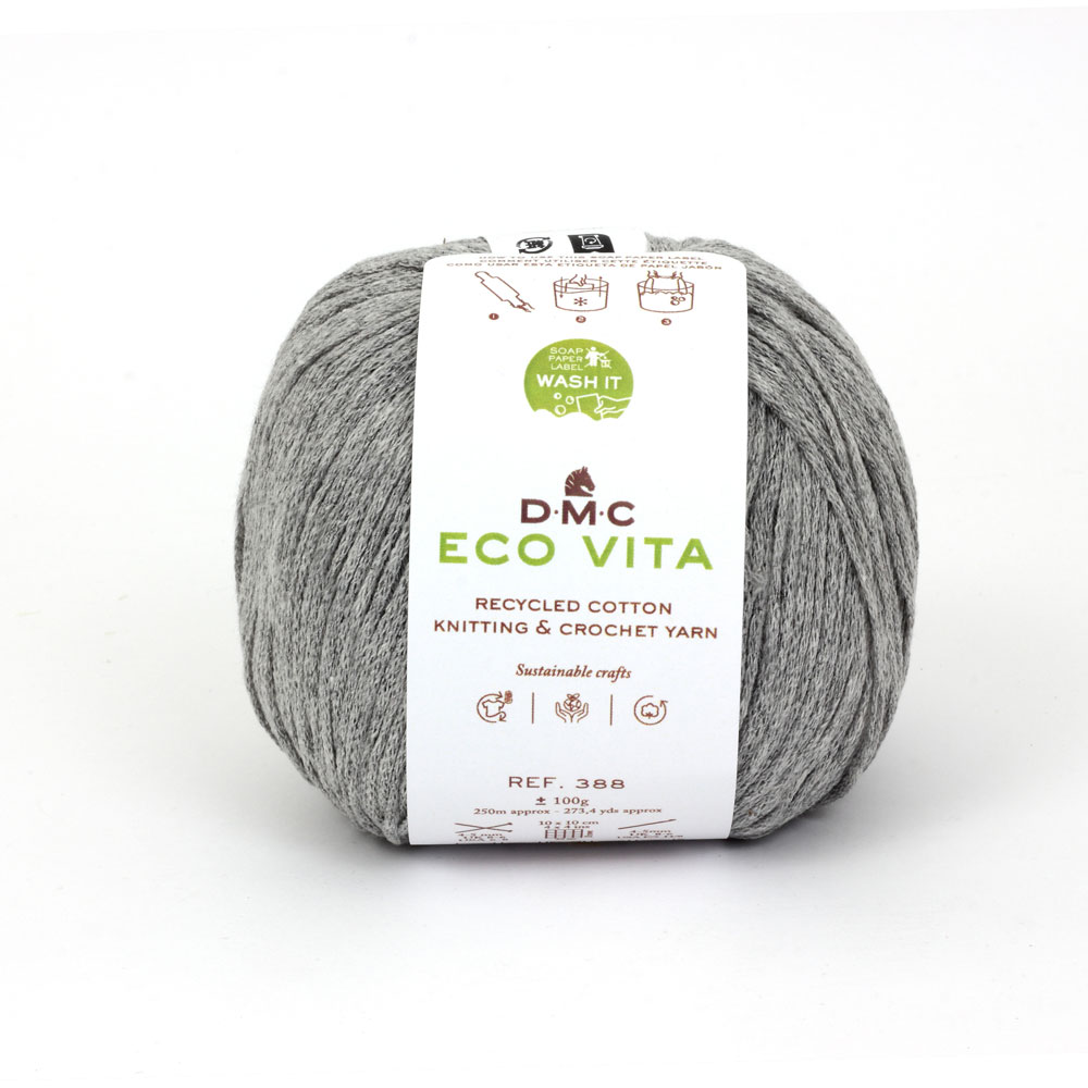 DMC ECO VITA エコヴィータ リサイクルコットン 毛糸 並太 #112 グレー系 100g 250m DMC388-112
