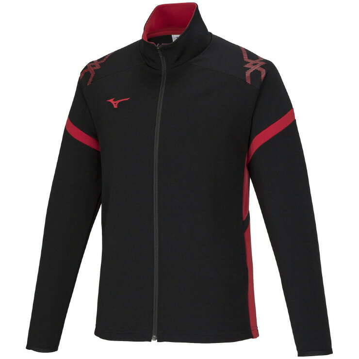 ミズノ MCライン ウォームアップジャケット（ブラック×チャイニーズレッド・サイズ：XS） 32MCA11096XS MIZUNO