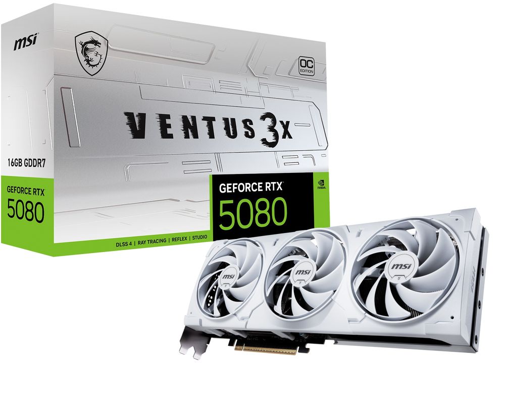 MSI｜エムエスアイ MSI GeForce RTX 5080 16G VENTUS 3X OC WHITE / PCI Express 5.0 グラフィックスボード（ホワイト） 5080VENTUS3X/W