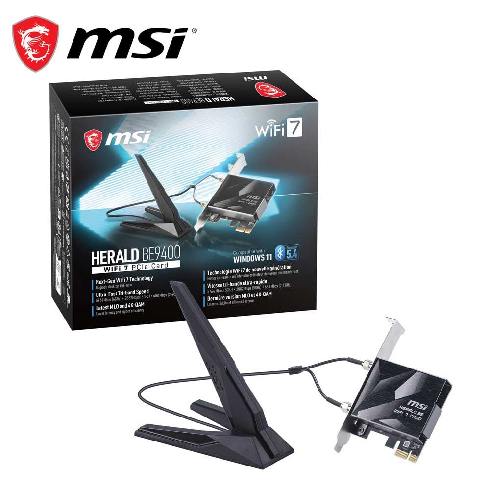 MSI｜エムエスアイ MSI HERALD BE9400 WiFi 7 PCIe Card BE9400WIFI7CARD
