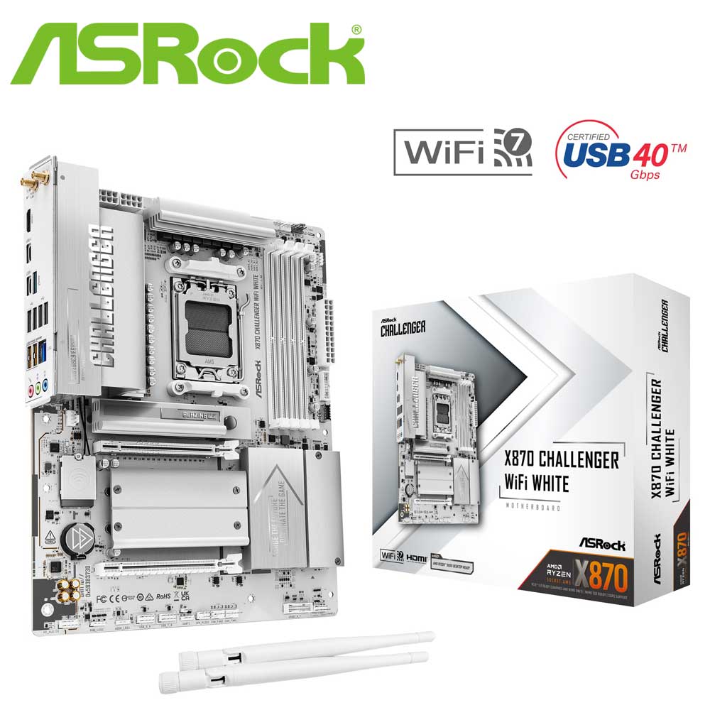 ASRock｜アスロック ASRock X870 Challenger WiFi マザーボード（ホワイト） X870CHALLENGERWIFIW