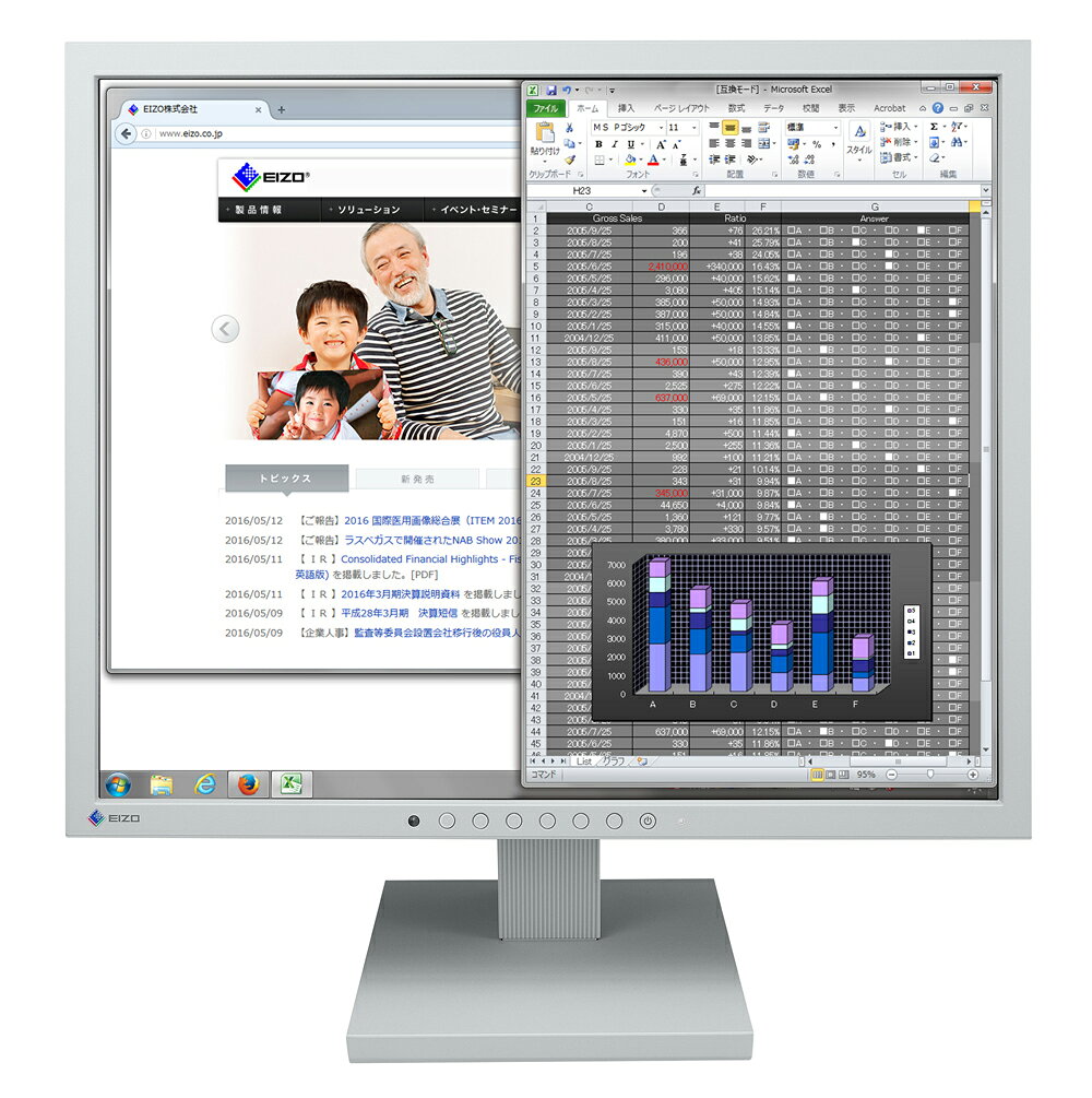EIZO 液晶ディスプレイ(19型/IPS/SXGA 1280×1024/14ms/DVI-D/D-Sub)(セレーングレイ) S1934-TGY