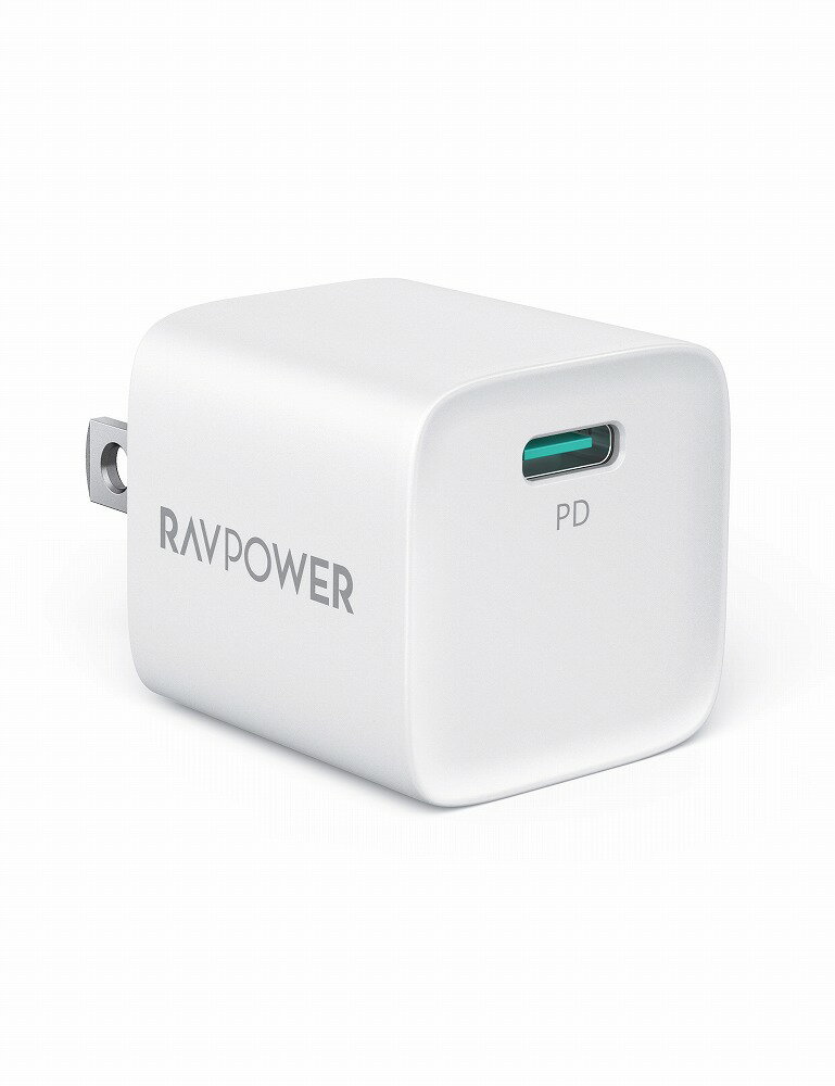 RAVPower PD20W USB-C 1ポート 急速充電器(ホワイト) RP-PC1027 WH