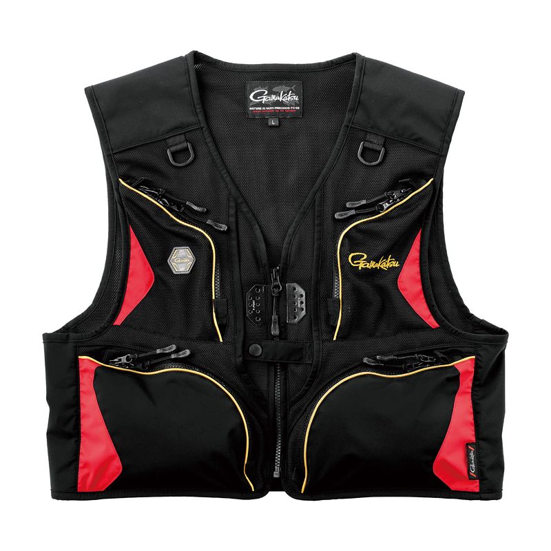 Vests - がまかつ オールメッシュベスト GM2333 3Lサイズ (ブラック×レッド) オールメッシュベストGM23333L(ブラック×レッド) Gamakatsu