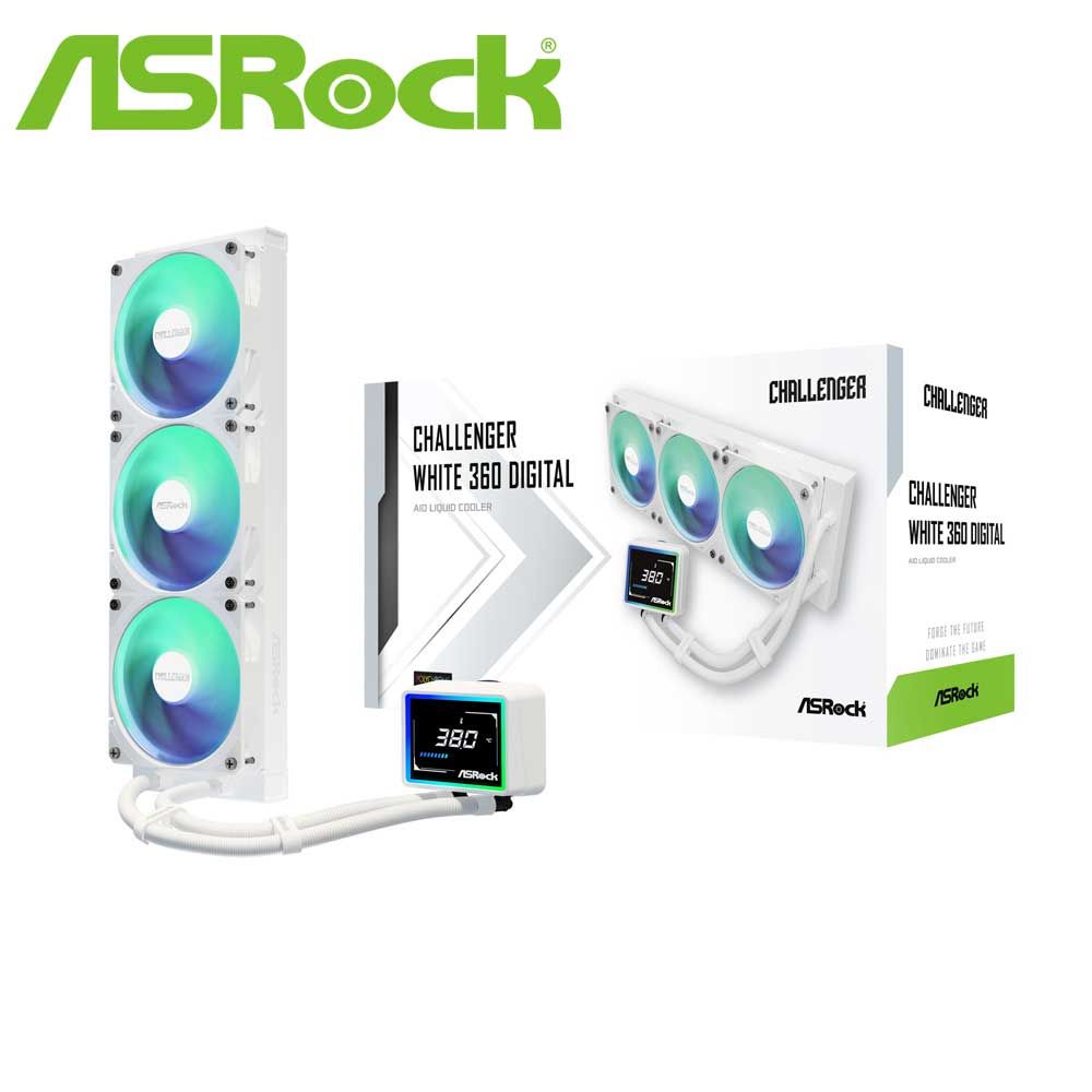ASRock 水冷一体型CPUクーラー Challenger White 360 Digital（ホワイト） CHALLENGER-WH360-DIG