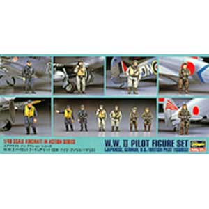 ハセガワ 1/48 WW2パイロットフィギアセット（日・独・米・英）【X48-7】