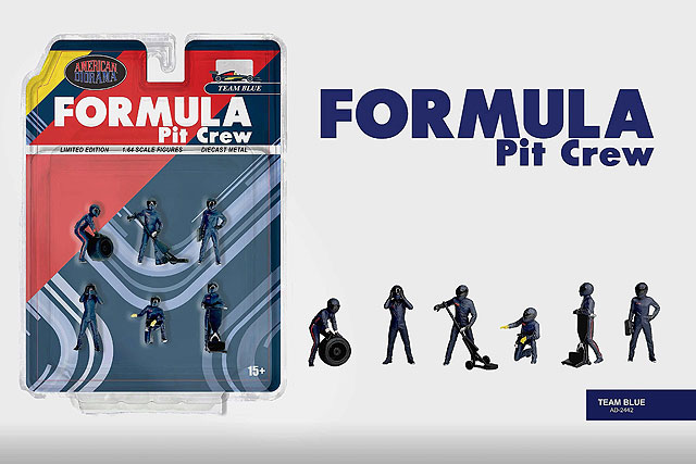 American Diorama 1/64 フォーミュラ ピットクルー フィギュア チームブルー【AD-2442】 フィギュア