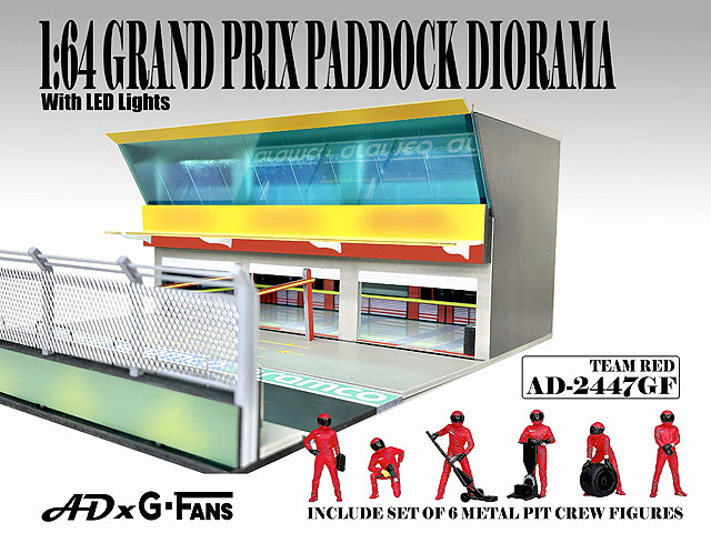 American Diorama 1/64 グランプリ パドック ジオラマ チームレッド【AD-2447】 フィギュア