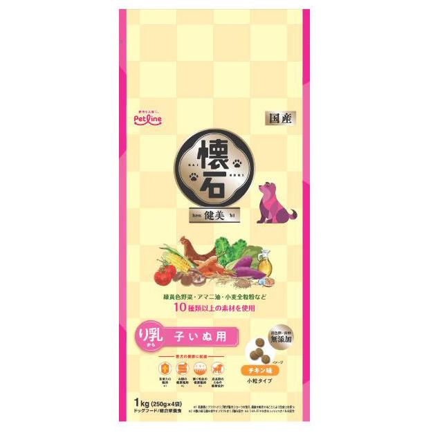 【返品種別B】□「返品種別」について詳しくはこちら□※仕様やパッケージは、リニューアルなどの理由で変更になっている場合がございます。予めご了承下さい。※お手元に届きました商品(パッケージ)の原材料や成分などの仕様を、必ず開封前にご確認の上、ご使用下さい。◆成長期の子いぬのための健康設計。◆オメガ3必須脂肪酸が豊富なアマニ油、食物繊維が豊富な小麦全粒粉など、10種類以上のこだわり素材をひと粒にギュッと閉じ込めました。◆乳酸菌とフラクトオリゴ糖が腸内フローラを整え、健康を維持することにより免疫力を保ちます。◆毛並の健康維持のために、DHA・EPAを含むフィッシュオイルを配合。◆使いやすいアルミ蒸着の小分けパックです。■原材料穀類(コーングルテンミール、小麦粉、米ぬか、とうもろこし、小麦全粒粉、小麦ふすま、米粉、コーングルテンフィード)、肉類(チキンミール、ミートミール、チキンレバーパウダー)、油脂類(動物性油脂、フィッシュオイル：DHA。EPA源、アマニ油)、豆類(おから)、ビートパルプ、糖類(フラクトオリゴ糖)、野菜類　(にんじんパウダー、ケールパウダー、トマトパウダー、小松菜パウダー)、いも類(紫芋パウダー)、きのこ類(しいたけエキスパウダー)、乳酸菌、セレン酵母、ビタミン類(A、D3、E、K3、B1、B2、パントテン酸、ナイアシン、B6、葉酸、ビオチン、B12、コリン)、ミネラル類(カルシウム、リン、ナトリウム、カリウム、塩素、鉄、コバルト、銅、マンガン、亜鉛アミノ酸複合体、亜鉛、ヨウ素)、アミノ酸類(メチオニン、L-トレオニン)、甘味料(キシロース)、酸化防止剤(ローズマリー抽出物、ミックストコフェロール)、調味料■保証成分：たんぱく質26.0％以上、脂質14.5％以上、粗繊維6.0％以下、灰分11.0％以下、水分10.0％以下、カルシウム1.3％(標準値)、リン1.1％(標準値)、ナトリウム0.4％(標準値)、DHA+EPA1900mg(標準値)■エネルギー：約365kcal/100g原産国：日本ペットライン広告文責：株式会社Joshin(06-6633-1111)日用雑貨＞ペット＞犬＞ドッグフード