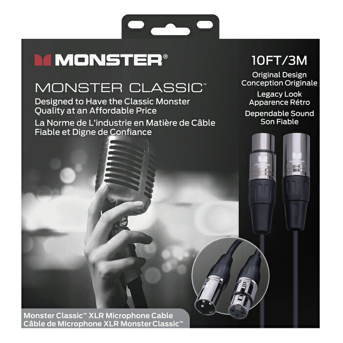 【返品種別A】□「返品種別」について詳しくはこちら□◆Monster Classicは業界標準且つ信頼性のあるプロケーブルです。◆Monster Classicはこのブランドのすべての始まりとなったケーブルです。創設者ノエル・リーが使用するケーブルが音に影響を与えることを明確に示したことによりこのケーブルの革命が始まりました。◆Classic MICはツイストペア構造により電源トランスや隣接ケーブルなどの磁気干渉の影響が受けにくくなり歪みが減少します。◆傷がつきにくいDURAFLEX保護ジャケット仕様、オールメタルのニッケルメッキコネクターは耐久性がに優れ長年、使用し続けても品質の衰えを感じさせません。[CLASM10]モンスター楽器・レコーディング＞楽器アクセサリー＞楽器/PA用ケーブル＞マイクケーブル