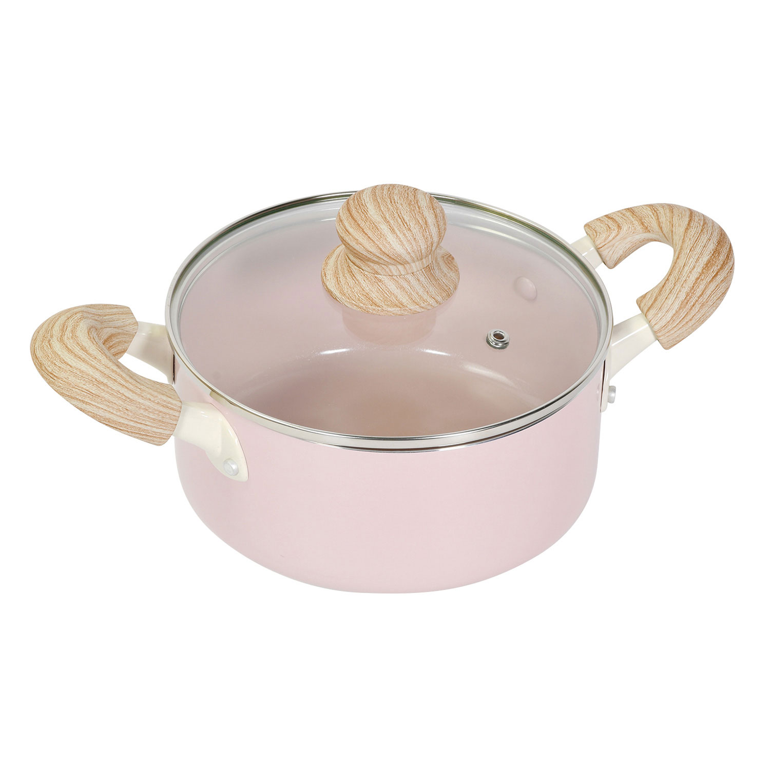 Pans - リブプラス 【IH対応】IHキャセロール（18cm/ピンク） NQ-437 セラミック毎日ポット　IHキャセロール [NQ437]