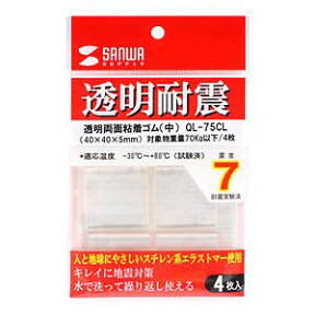 QL-75CL サンワサプライ 透明両面粘着ゴム（中） 耐震 [QL75CL]