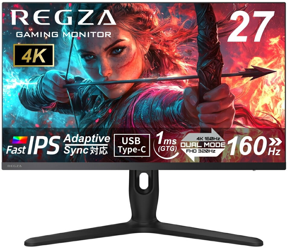 REGZA｜レグザ ゲーミング液晶ディスプレイ(27型/Fast IPS/4KUHD 3840×2160/320Hz/1ms)(ブラック) RM-G277R