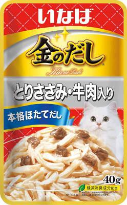 キャットフード いなば 金のだし パウチ とりささみ・牛肉入り 40g いなばペットフード キンノダシパウチSギユウニク40G