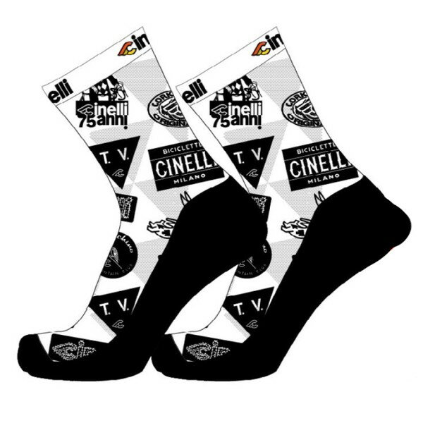 205035-101203 チネリ サイクルソックス　75th Anniversary　カラー：ホワイト/ブラック　サイズ：L/XL cinelli