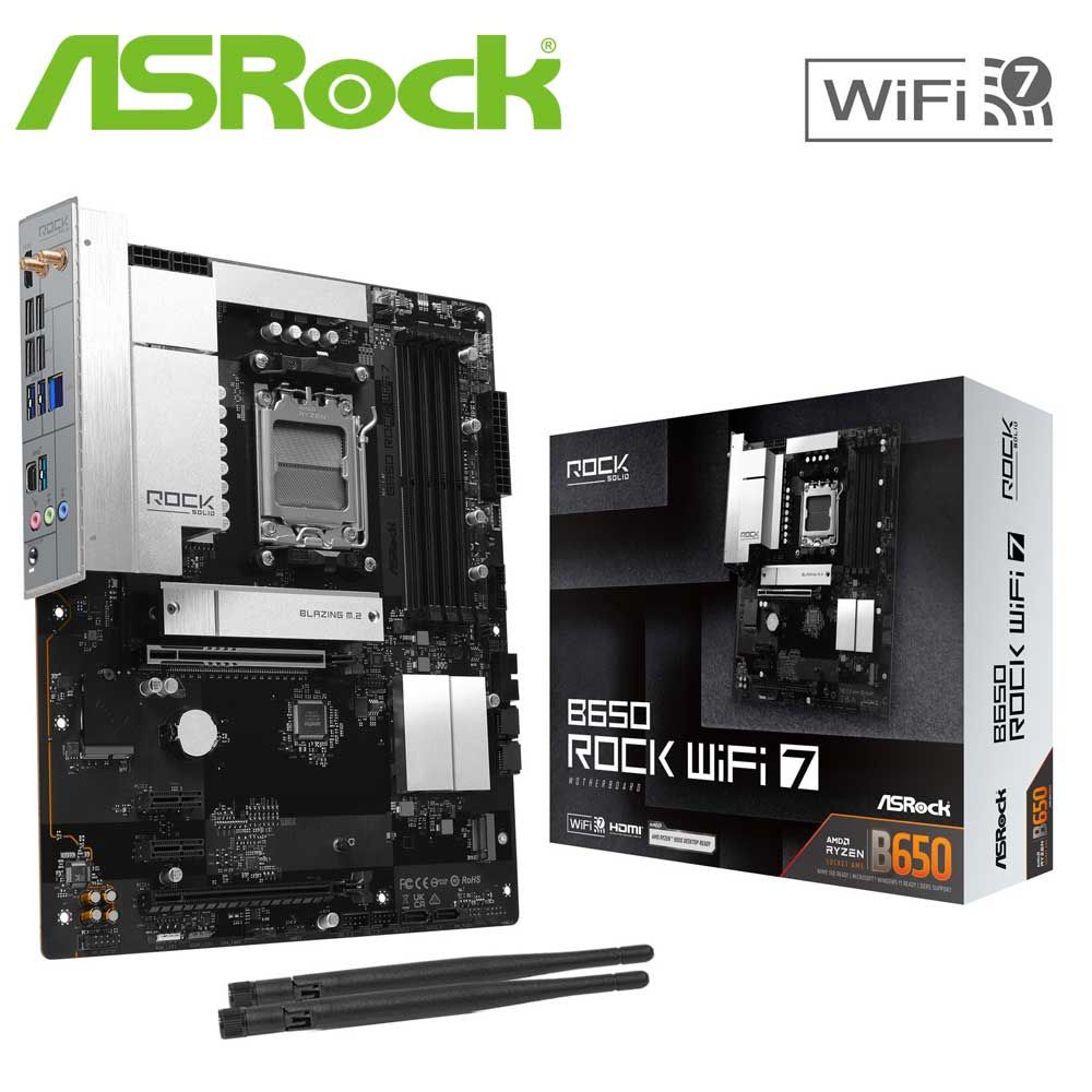 ASRock｜アスロック ASRock B650 Rock WiFi 7 マザーボード　【特典品 USB充電ケーブル付き】 B650 Rock WiFi 7