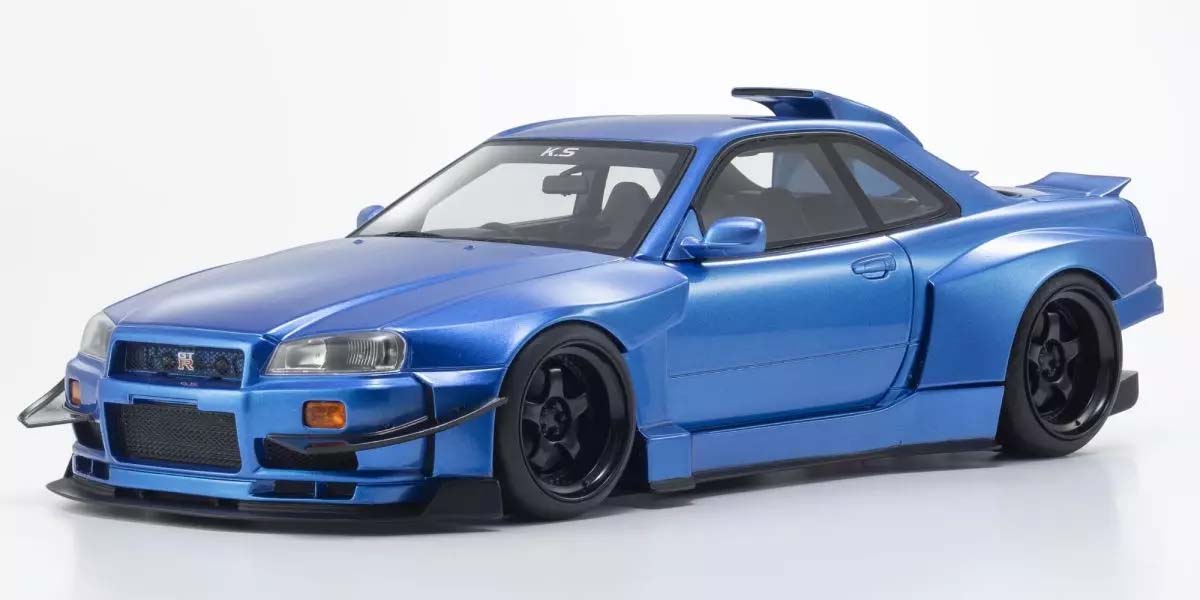 京商 1/18 日産 スカイライン GT-R (R34) Khyzyl Saleem (ブルー)【KSR18068BL】 ミニカー