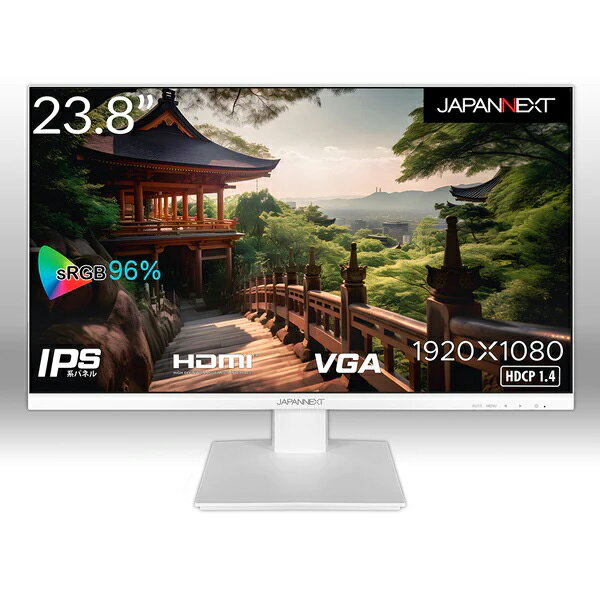 JAPANNEXT|ジャパンネクスト 液晶ディスプレイ(23.8型/IPS/FullHD 1920×1080/75Hz/5ms/HDMI1.4/D-Sub/VESA)(ホワイト) JN-238i75F-W