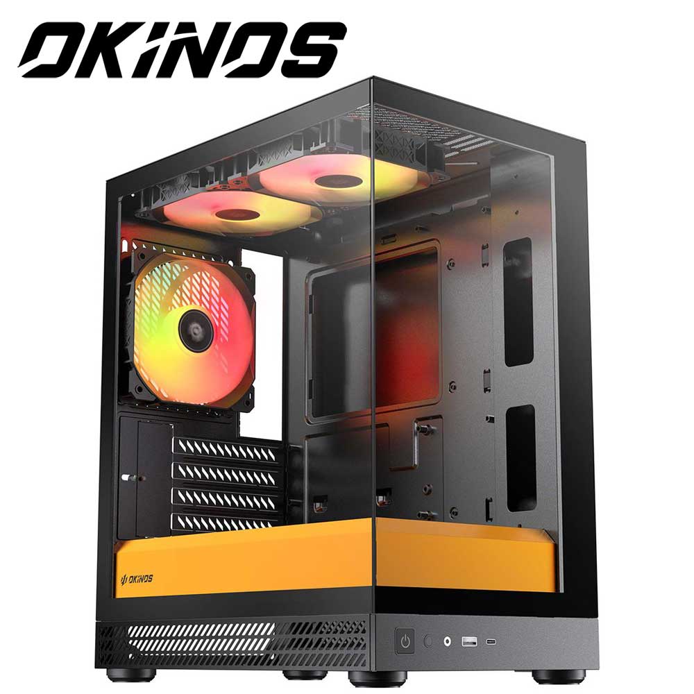 Okinos ピラーレス ミニタワーPCケース Aqua UNO Canary（ブラックイエロー） Canary