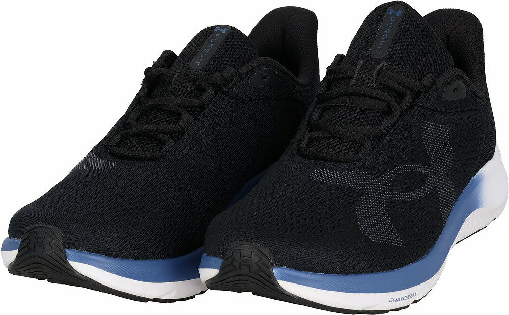 アンダーアーマー メンズ ランニングシューズ UAチャージド パスート4 ビッグロゴ（Black / Wham Blue・サイズ：26.0cm） DOM-6000597-005-26.0 UNDER ARMOUR(4.0)