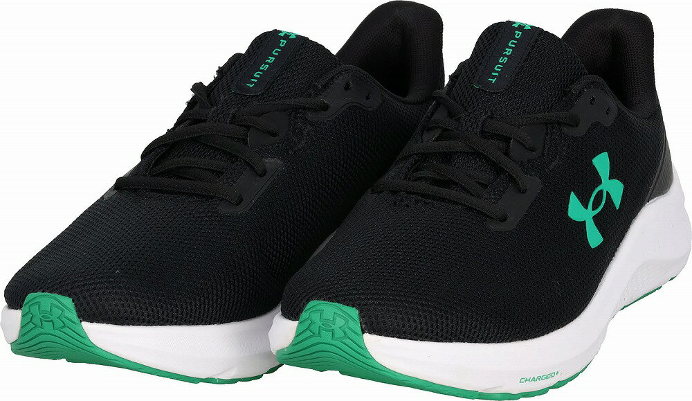アンダーアーマー メンズ ランニングシューズ UAチャージド パスート4（Black / White / Tidal Green・サイズ：26.5cm） DOM-3028254-005-26.5 UNDER ARMOUR(4.0)