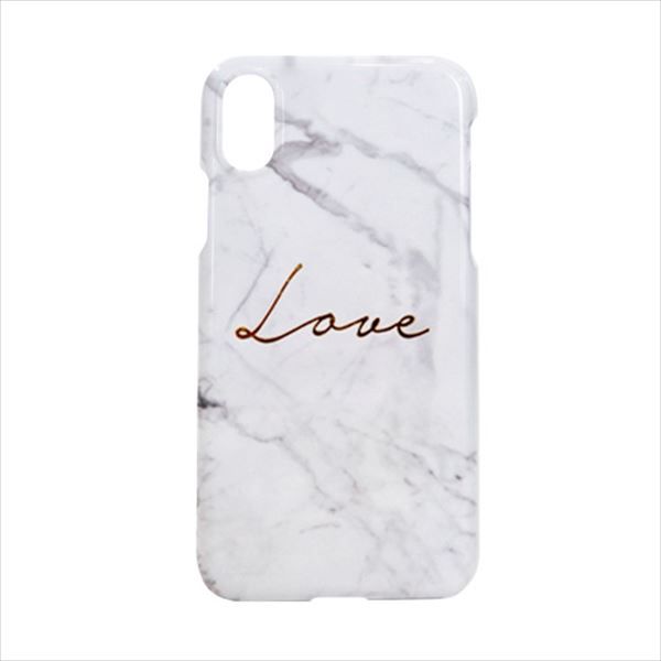 Happymori iPhone XS Max用 Marble love Bar 背面ケース（ホワイト） HM14478I65(2.0)