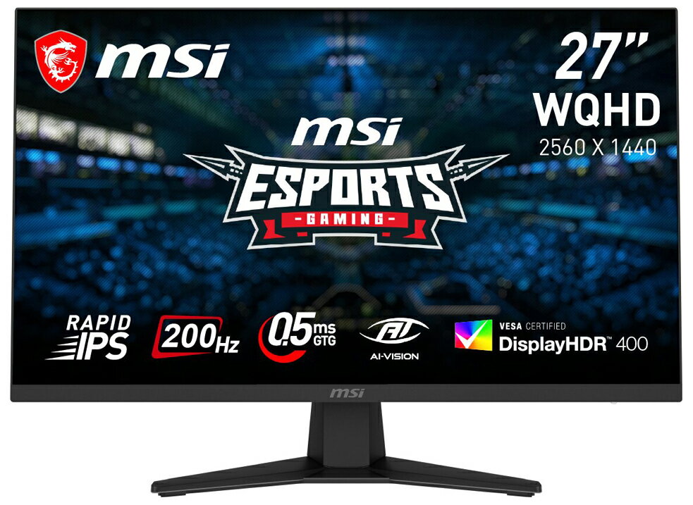 MSI｜エムエスアイ ゲーミング液晶ディスプレイ(27型/RAPID IPS/WQHD 2560 × 1440/200Hz/0.5ms)(ブラック) MAGシリーズ MAG-274QF-E20