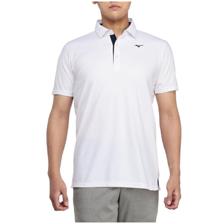 ミズノ メンズ ベーシック半袖共衿シャツ（ホワイト・サイズ：XL） E2MAAA0101XL MIZUNO