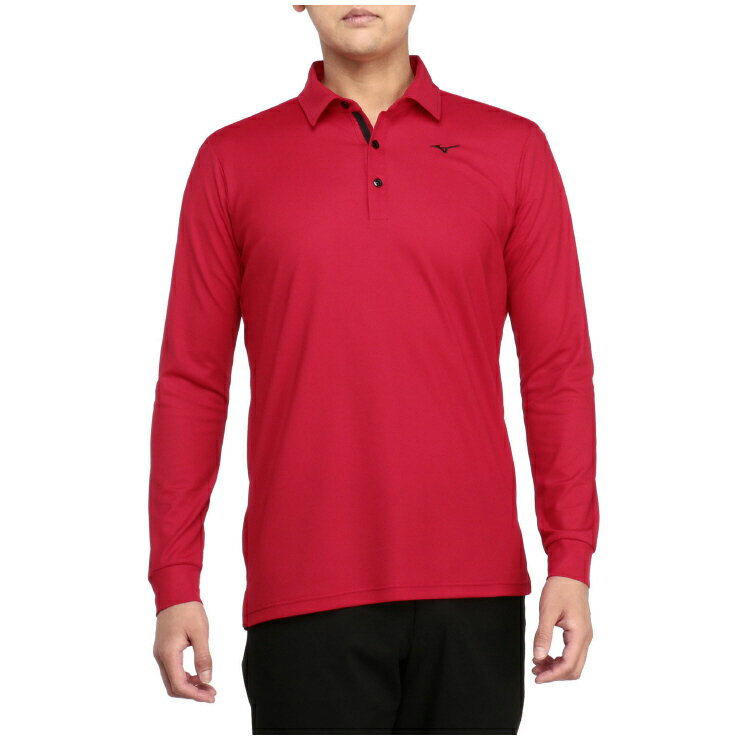 ミズノ メンズ ベーシック長袖共衿シャツ（レッド・サイズ：XL） E2MAAA3063XL MIZUNO