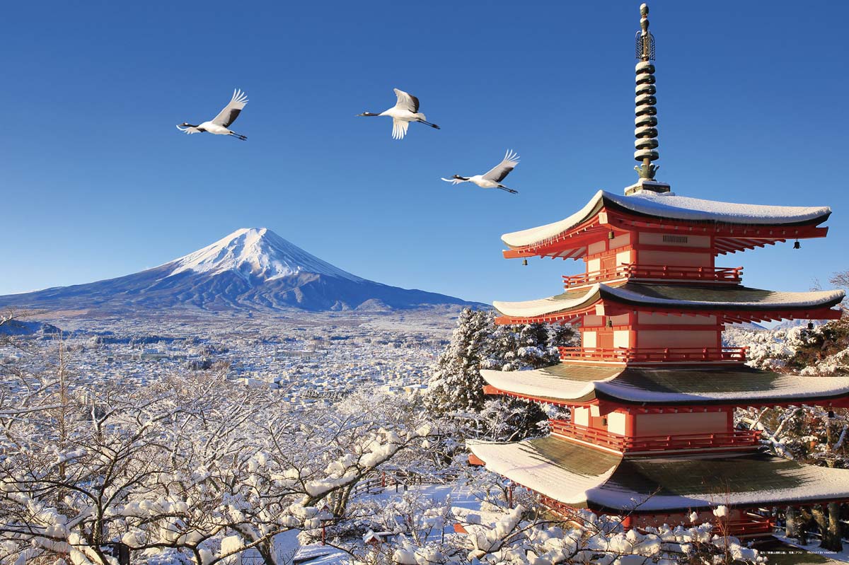 やのまん 日本の風景 鶴舞う冬景色の富士山（山梨） 1000ピース【10-1481】 ジグソーパズル